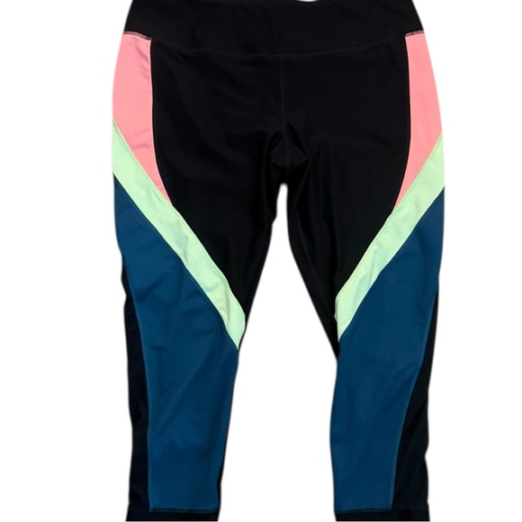 Nola Pants - NOLA Athletic Leggings Colorblock Black Pink Green Blue Size 2X 22/24